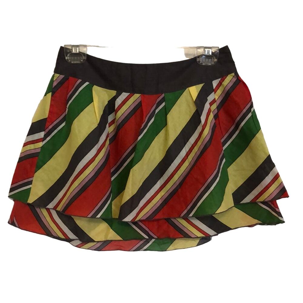 Tara Jarmon for Target Striped Layered Mini Skirt Woman Size XS Tiered Y2K